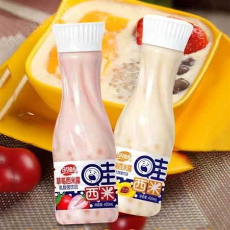 西米露草莓黄桃味乳酸菌饮品420ml乳味饮料果粒奶