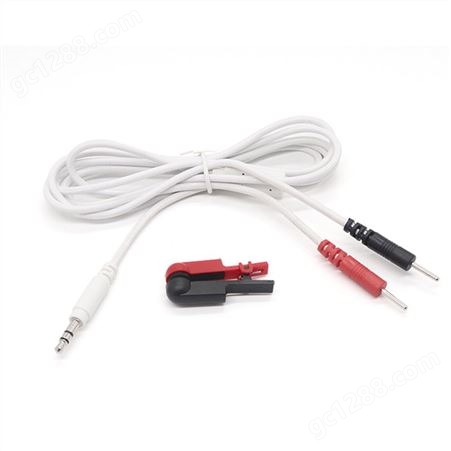 理疗导电耳夹*2 3.5音频插头转2.0电极针一拖二 睡眠仪配件编网线