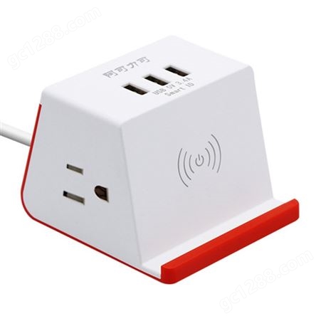 白+红 带无线充*1.8m跨境电商美标电源插座 家用接线板 无线充插排