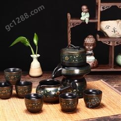 小磨茶具 拜访客户礼品 商务活动陶瓷套装 锦绣 图案可定