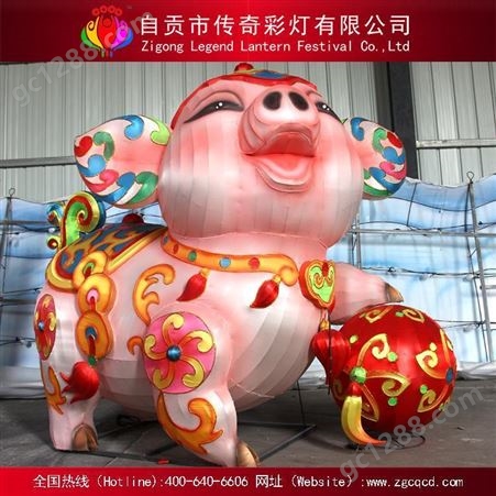 灯会中秋国庆春节设计制作猪猪卡通动物彩灯通道灯组