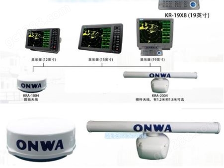 ONWA船用导航雷达 航海雷达 12.1英寸KR-1268 6KW64海里 AIS ARPA