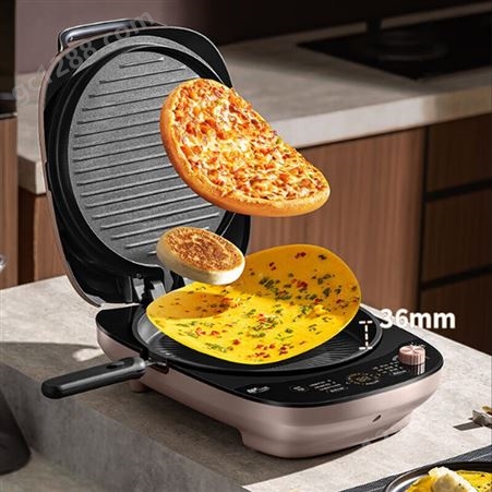 美的（Midea）JKS3408 电饼铛 家用早餐机 悬浮双面加热可拆洗智能多功能煎烤机 线下同款