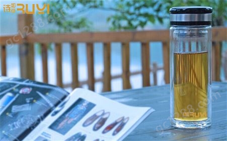诗如意大头盖 双层玻璃茶杯可定制广告礼品杯子DTSJ66-300