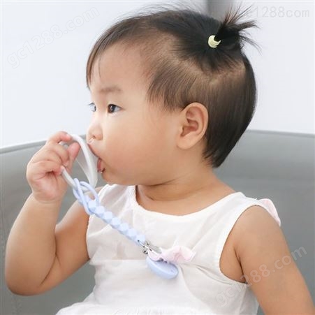 科安母婴用品食品级硅胶婴儿安抚防掉链 胶扣奶嘴夹宝宝磨牙神器生产厂家